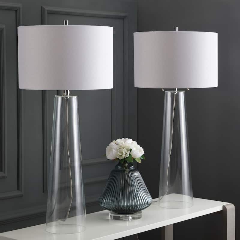 SAFAVIEH Lighting Keena 38-inch Clear/ Off-White Table Lamp (Set of 2) - 17"x17"x38.125" - 17Wx17Dx38H