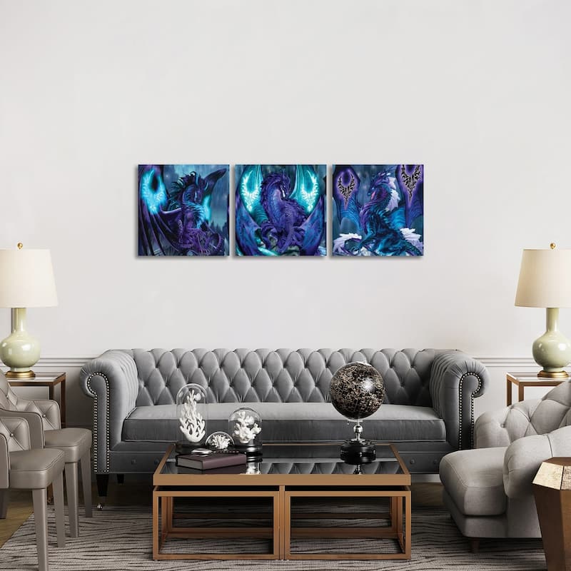 iCanvas "Dragons Of Fate" by Ruth Thompson 3-Piece Canvas Wall Art Set