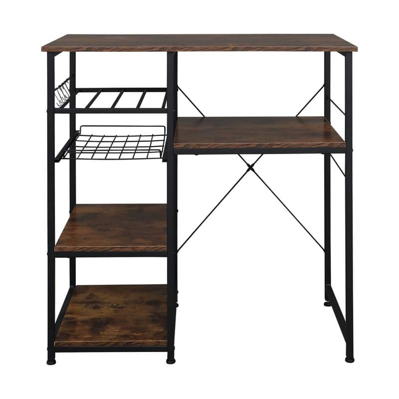 Brown 4-Tier Metal Industrial Utility Microwave Oven Stand
