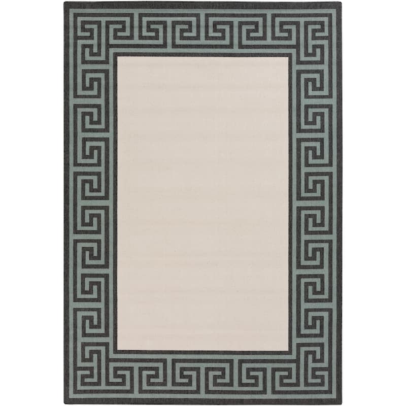Annette Greek Key Border Indoor/Outdoor Area Rug