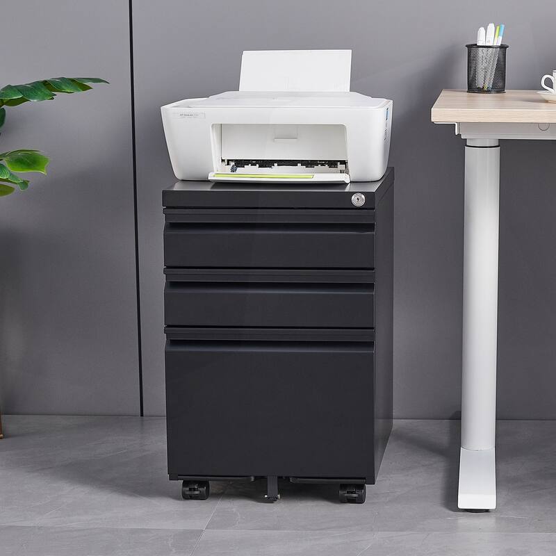 Versatile Lockable Mobile Filing Cabinet for Office and Study, Enhancing Organization