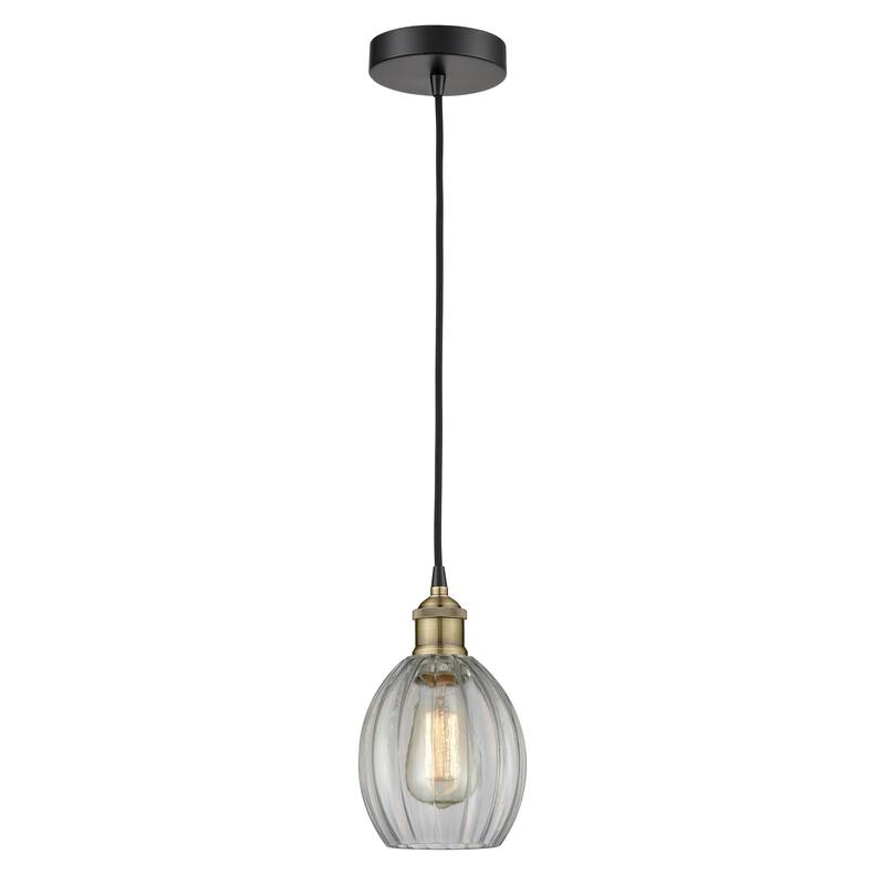 Innovations Lighting Eaton - 1 Light 6" Cord Hung Mini Pendant - Clear/Black Antique Brass