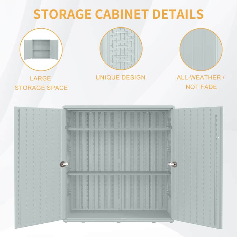 2.85 ft. W x 1.25 ft. D White Resin HDPE Plastic Shed Outdoor Storage Shed Tool Storage Shed