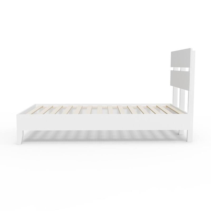 Modern Brown Solid Wood Platform Bed Frame with Headboard