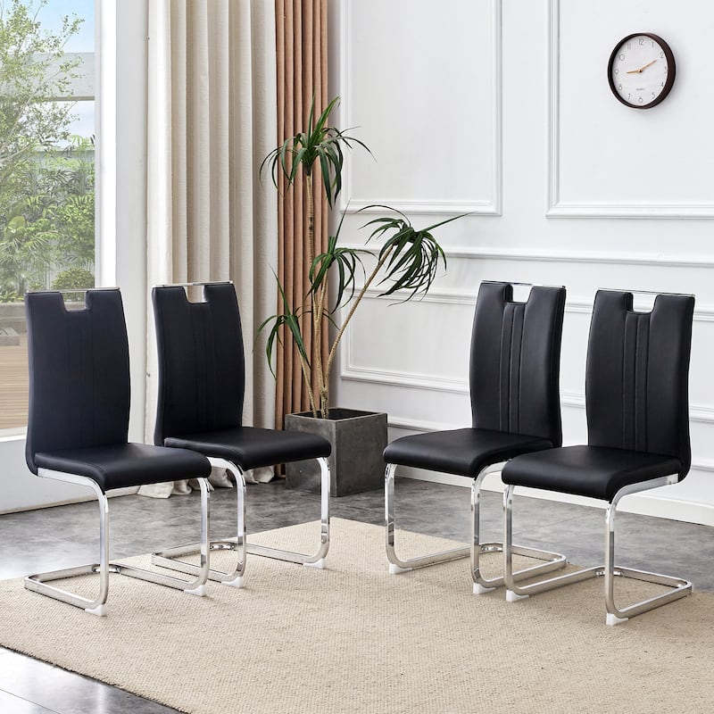 Set Of Four Pu Material Bow-Shaped Chairs
