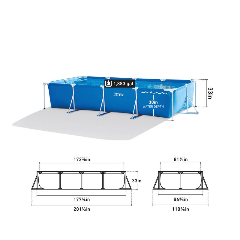 Intex 86" x 23" Rectangular Frame Above Ground Outdoor Splash Swimming Pool