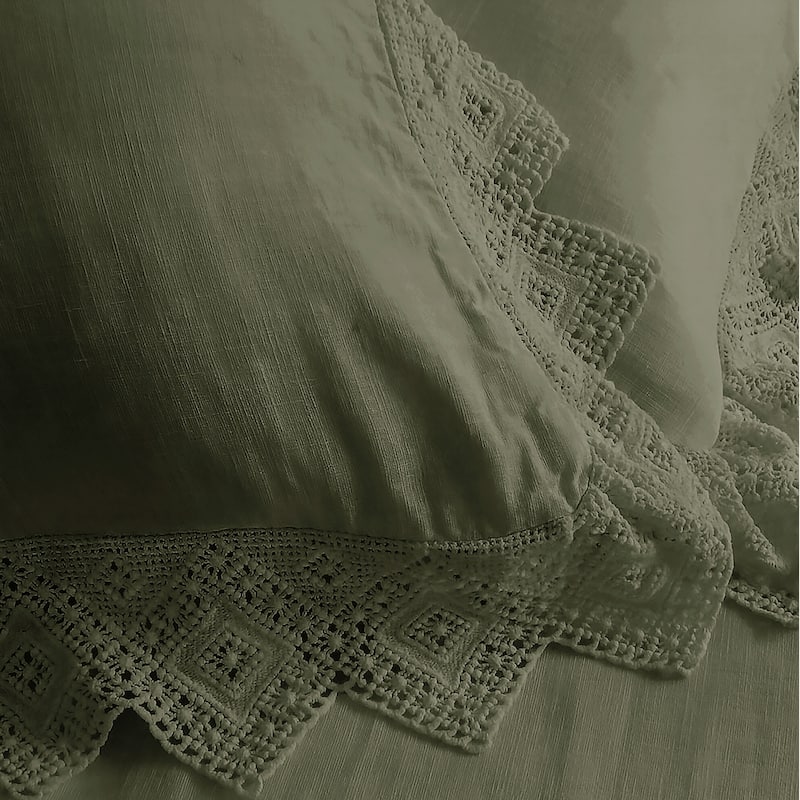 Elsie Lace Sweet Grass 6 Piece Duvet Cover Set