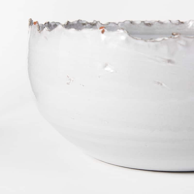 Larsen White Ceramic Large Decorative Bowl