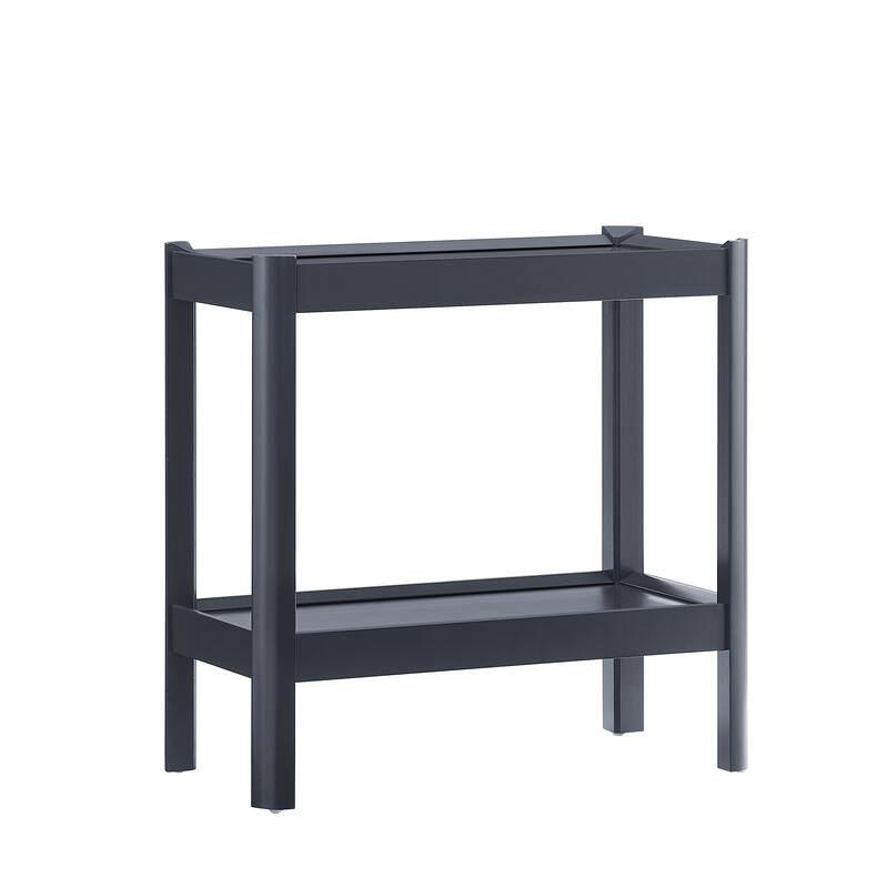 Modern Matte Black Nightstand with Two Shelves and Rounded Corners