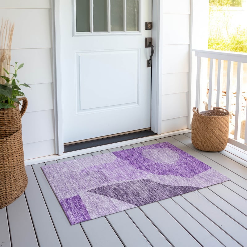 Machine Washable Indoor/ Outdoor Chantille Modern Abstract Rug