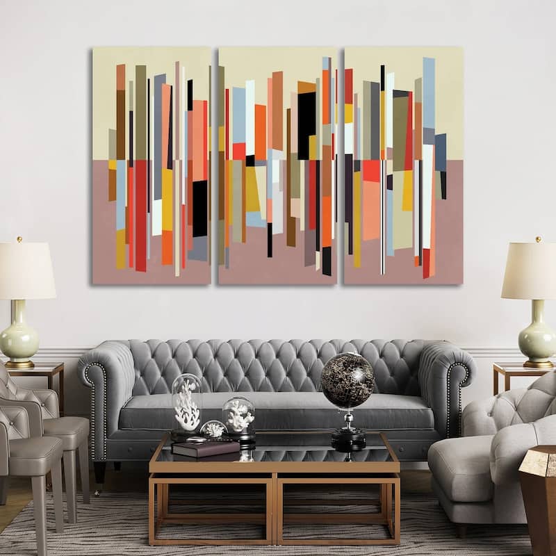 iCanvas "Colored Pieces VI" by Angel Estevez 3-Piece Wall Art Set