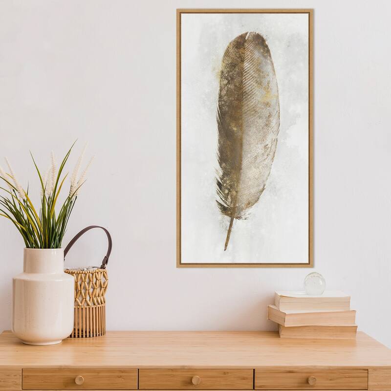 Golden Feather I by Ken Roko Framed Canvas Art