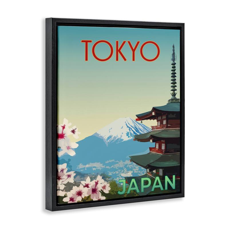 Stupell Vintage Tokyo Scenery Framed Floater Canvas Wall Art Design By Victoria Barnes