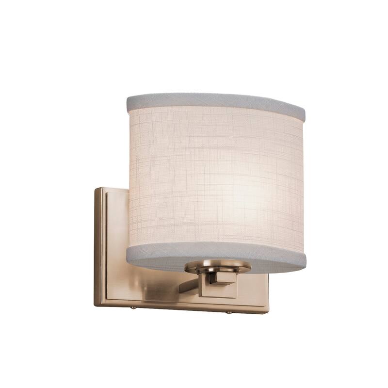 LumenAria Era 1-light Brushed Brass Wall Sconce, Faux Alabaster Square w / Flat Rim Shade