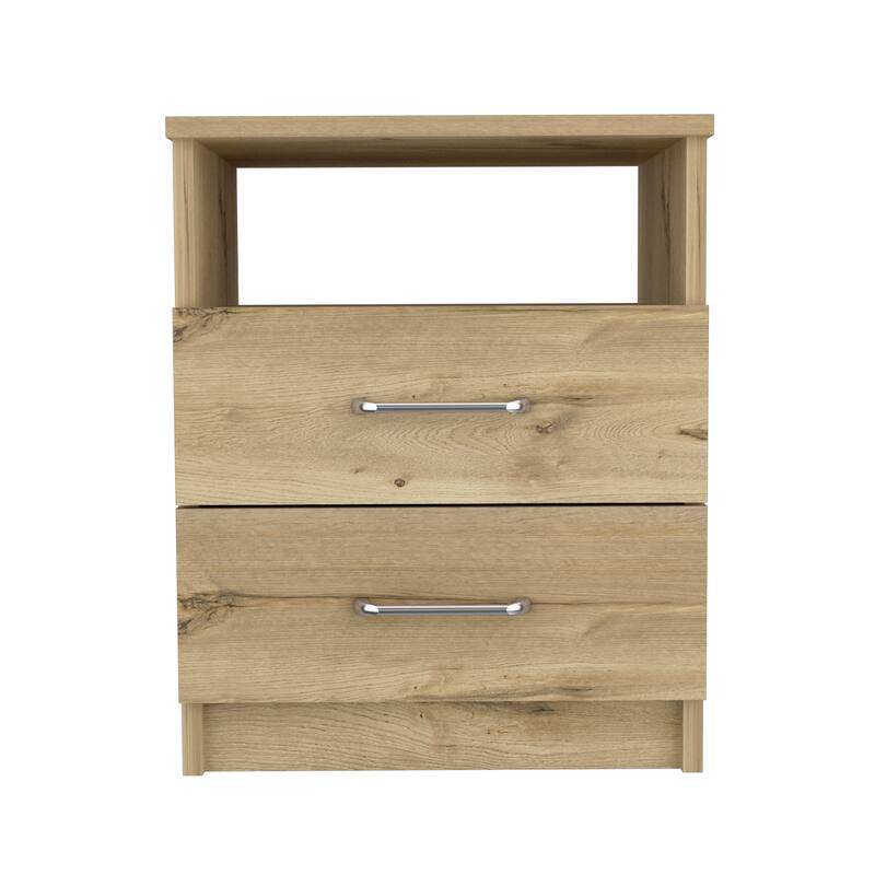 FM Furniture Oklahoma Nightstand with Two Drawers, and One Shelf