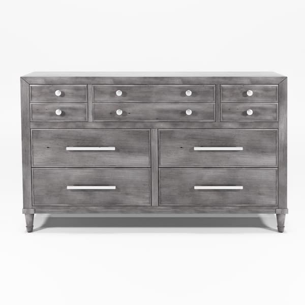Hax Transitional Grey 58inch Wide Solid Wood 7Drawer Dresser by