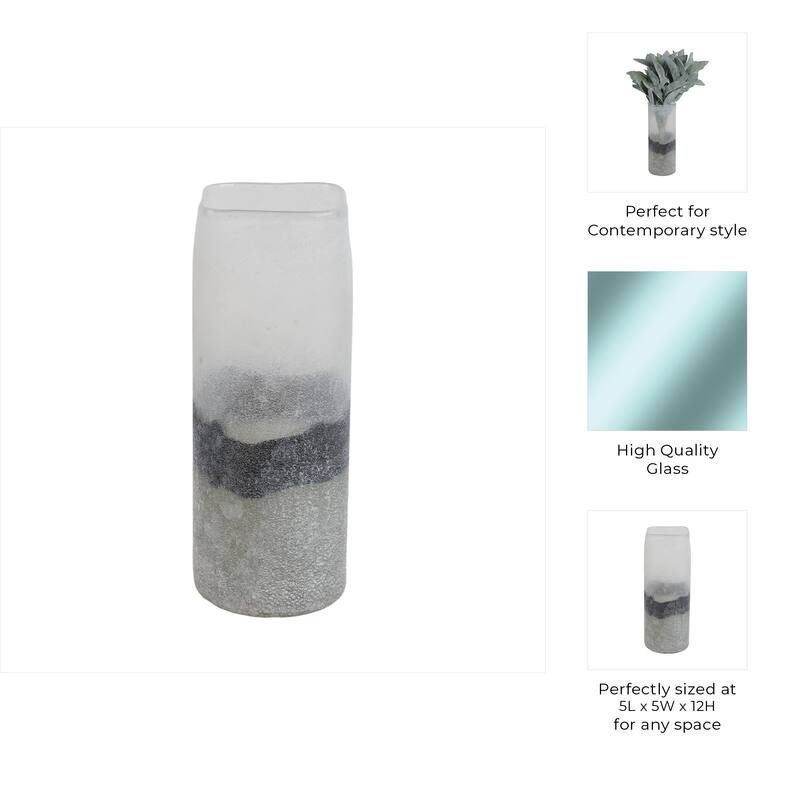 Glass Vase with Sleek Cylindrical Design and Frosted Modern Aesthetic