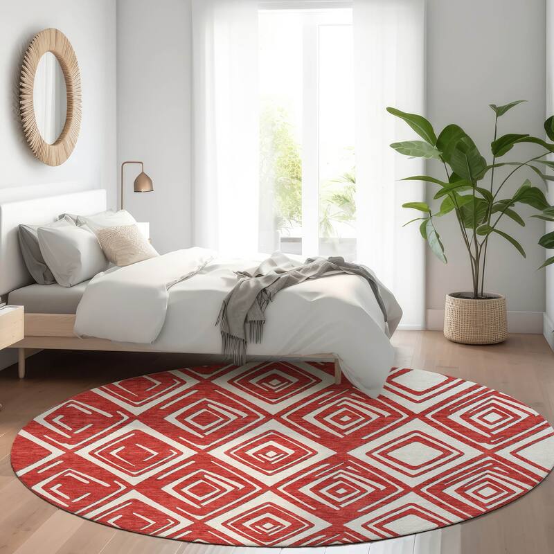 Machine Washable Indoor/ Outdoor Chantille Contemporary Diamonds Rug