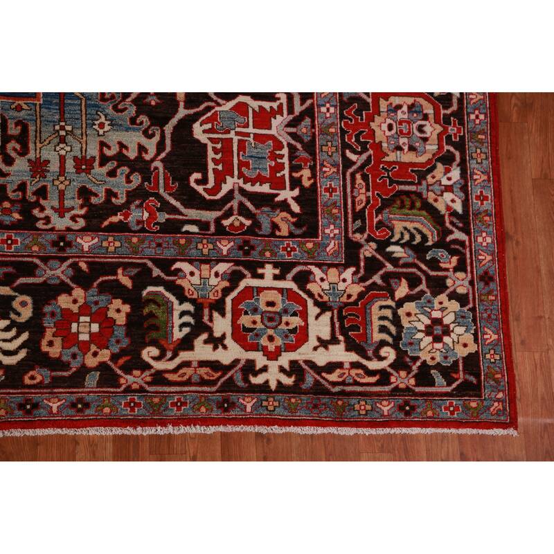 Vegetable Dye Heriz Oriental Area Rug Hand-Knotted Wool Carpet - 10'1"x 13'4"