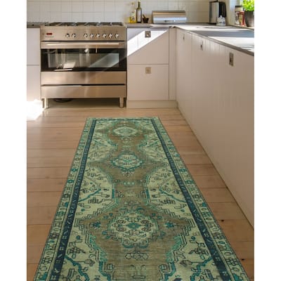 Noori Rug Vintage Distressed Hristun Brown/Ivory Runner - 2'10" x 8'9"