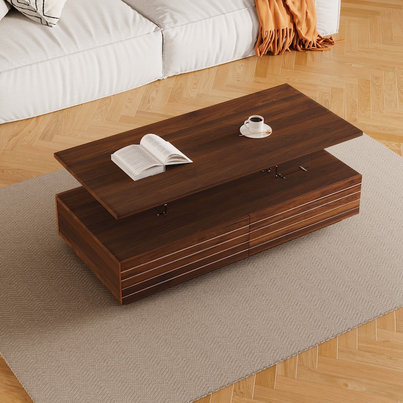 Roomfitters Modern Lift Top Coffee Table, Rectangular Storage Center Table for Living Room, Wood Design
