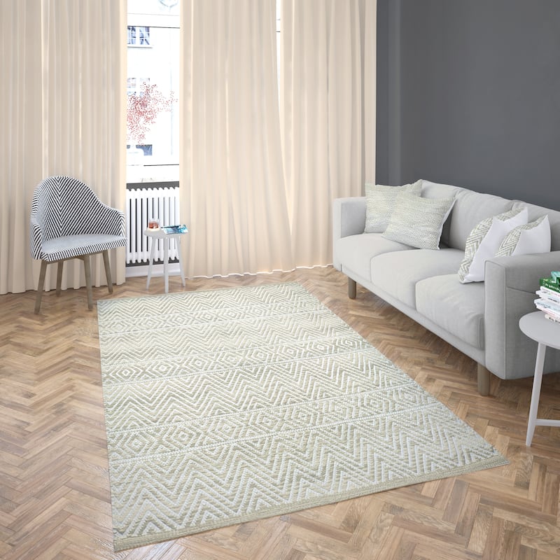 Fabstyles Herringbone Flatweave Cotton Area Rag Rug for Living Room