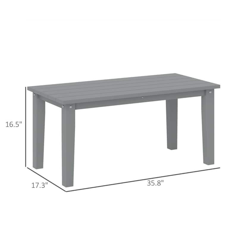 HDPE Outdoor Coffee Table with Slatted Table Top - 35.8" L x 17.3" W x 16.5" H