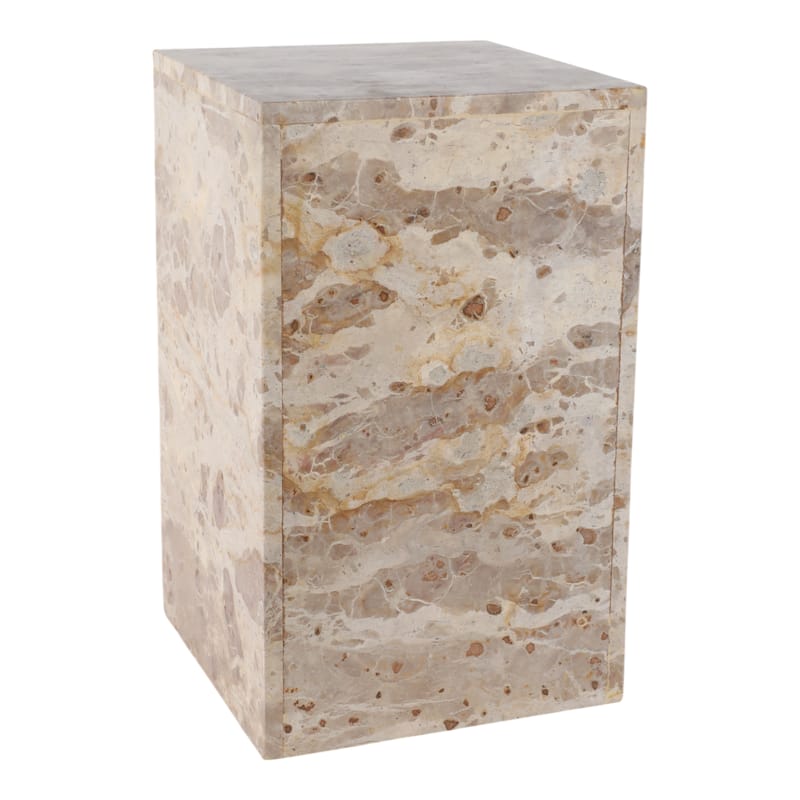 Marble Accent Table Sleek Geometric Lines and Minimalist Aesthetic - 12" x 12" x 20"
