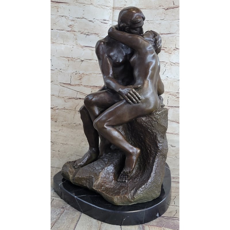 The Kiss By Auguste Rodin Bronze Statue Sculpture Romantic Figure Marble Base 16 Inches X 11 Inches