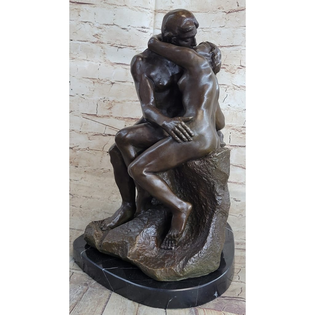 The Kiss By Auguste Rodin Bronze Statue Sculpture Romantic Figure Marble Base 16 Inches X 11 Inches