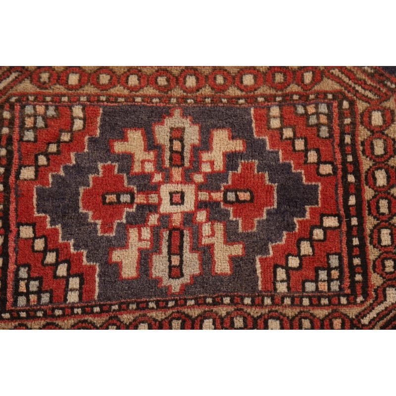Blue Ardebil Persian Runner Rug Hand-knotted Vintage Wool Carpet - 4'4"x 10'4"