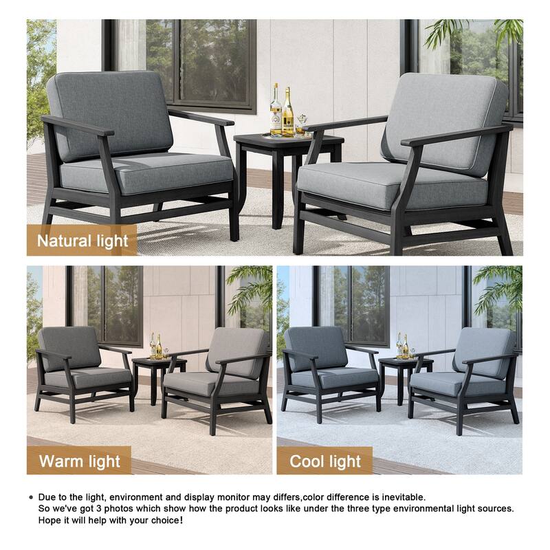 Teak Outdoor Bistro Set with Weather-Resistant Cushions (3-Piece Set)