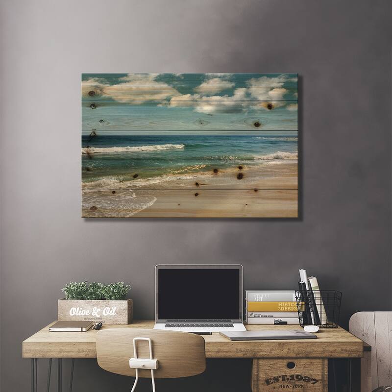 Majestic Waves Print On Wood by Nan - Multi-Color