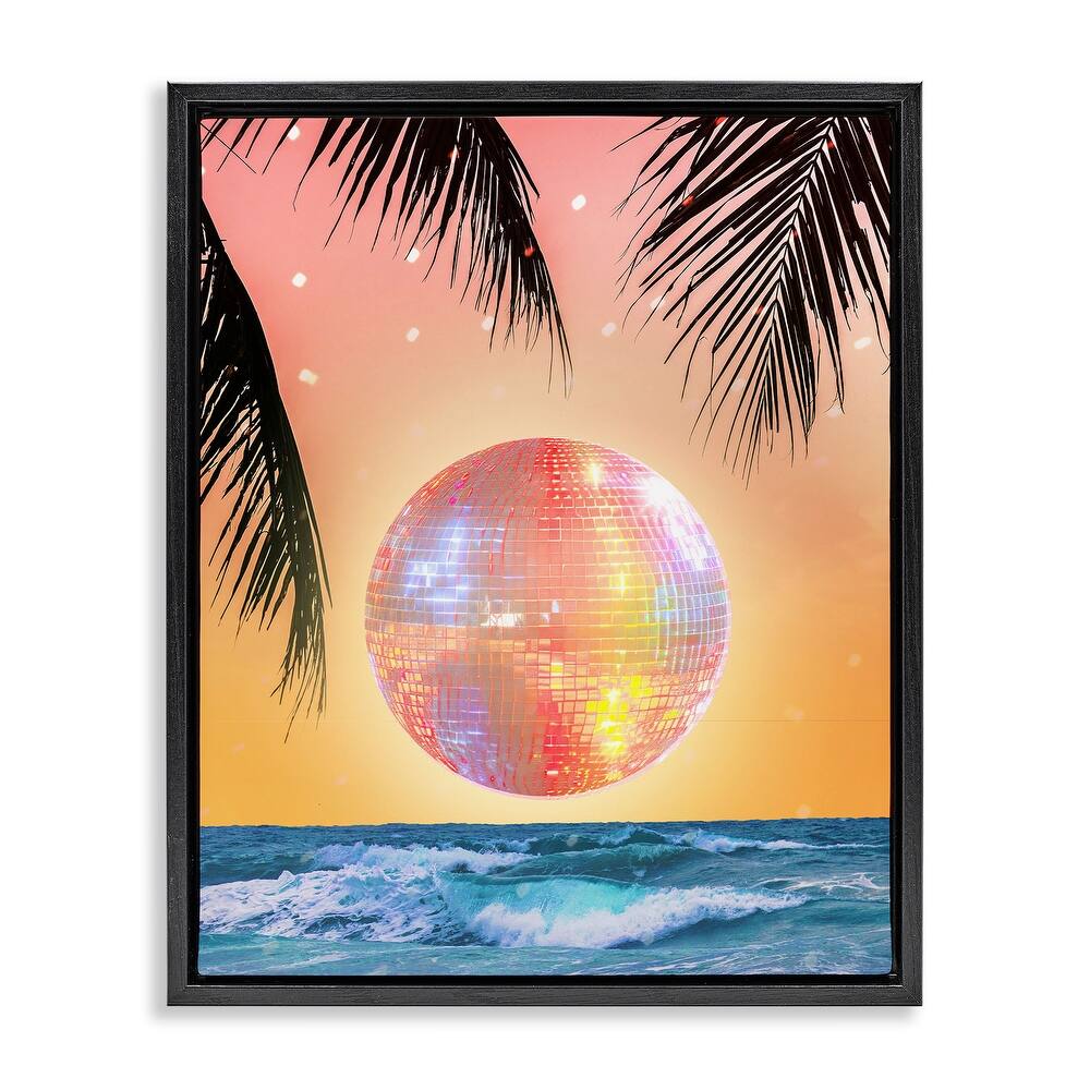 Stupell Tropical Disco Sunset Framed Floater Canvas Wall Art Design By Lil' Rue