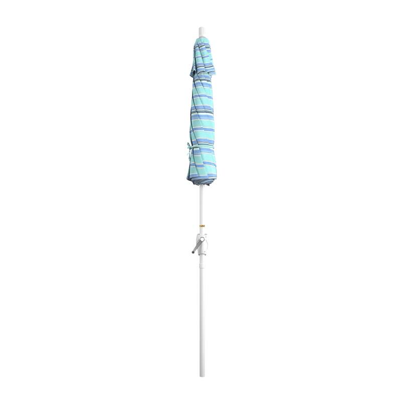 California Umbrella 7.5' Round Crank Lift Push Button Tilt White Aluminum Patio Umbrella Sunbrella