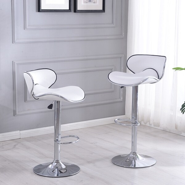 white faux leather swivel bar stools