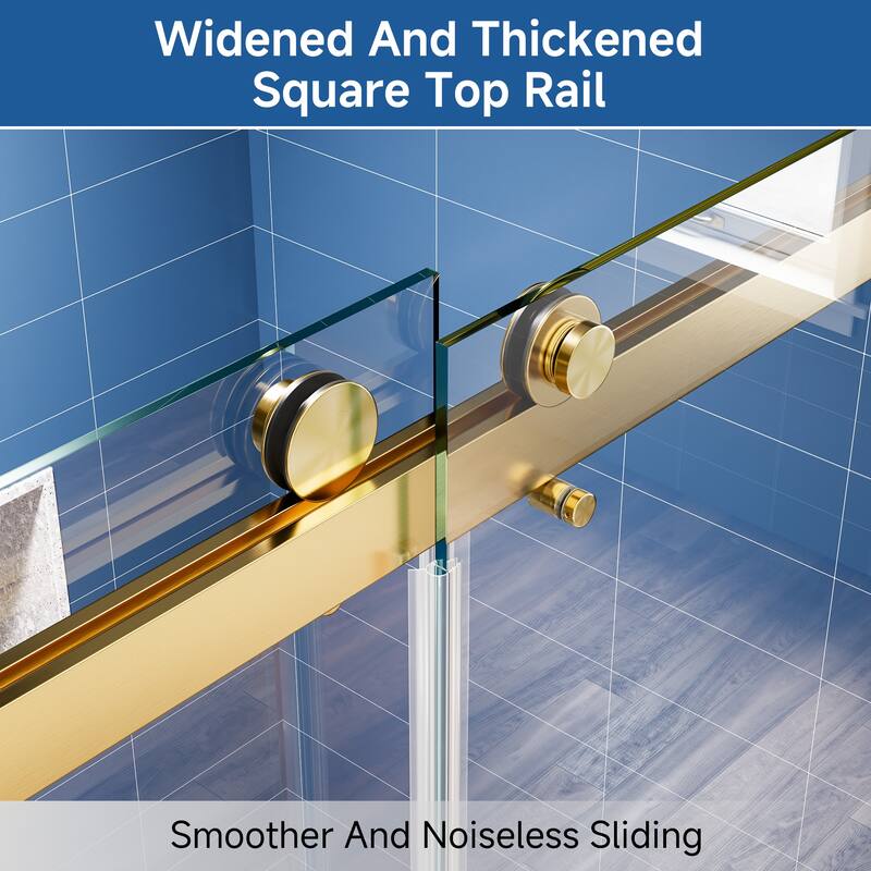 59 in. W x 72 in. H Sliding Frameless Shower Door with Tempered Glass - 59" x 72"