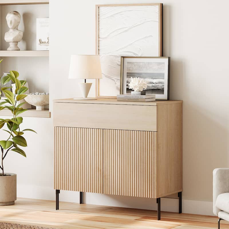 Modern Wood 31.5" Dresser With Reeded Design, Minimalist Dresser Organizer Storage