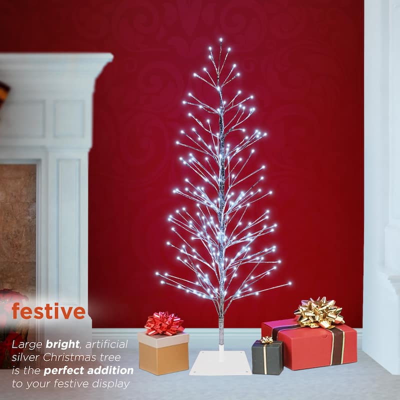 Alpine Corporation 60"H Indoor/Outdoor Artificial Christmas Tree with LED Lights