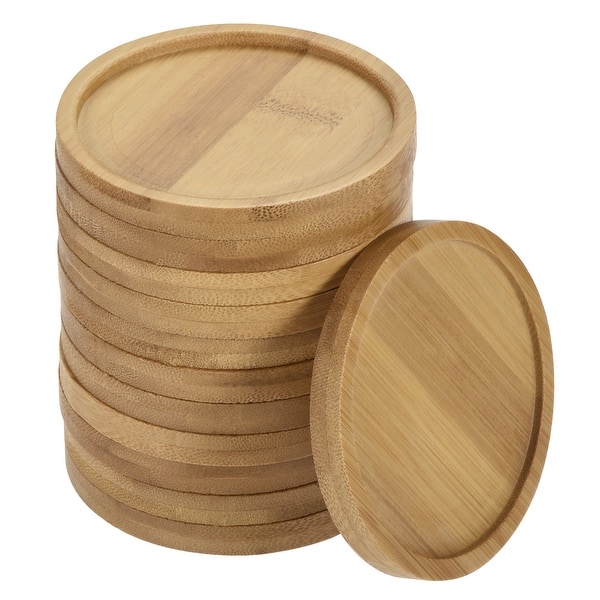 Plant Pot Saucers OD Bamboo Round Flower Drip Tray for Indoor Bed