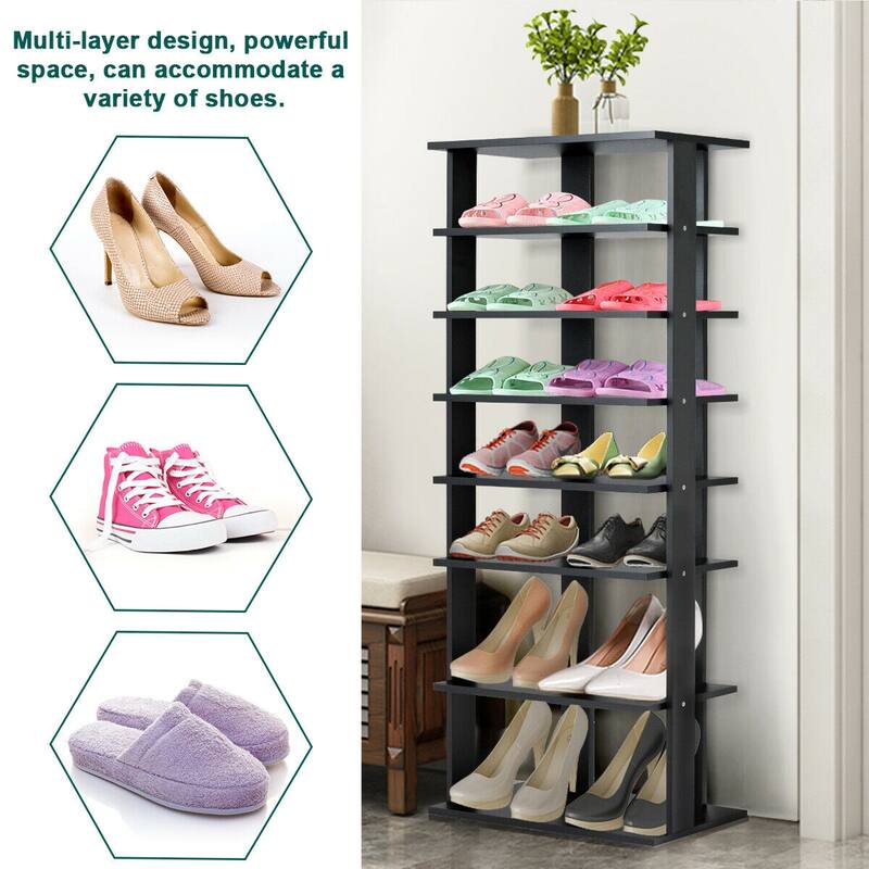 Gymax Patented 7-Tier Dual Shoe Rack Practical Free Standing Shelves