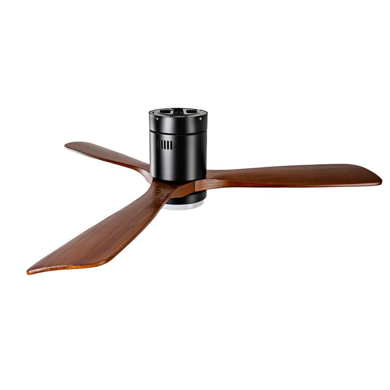 52" Flush Mount Ceiling Fan with Lights and Remote Control, Quiet DC Motor
