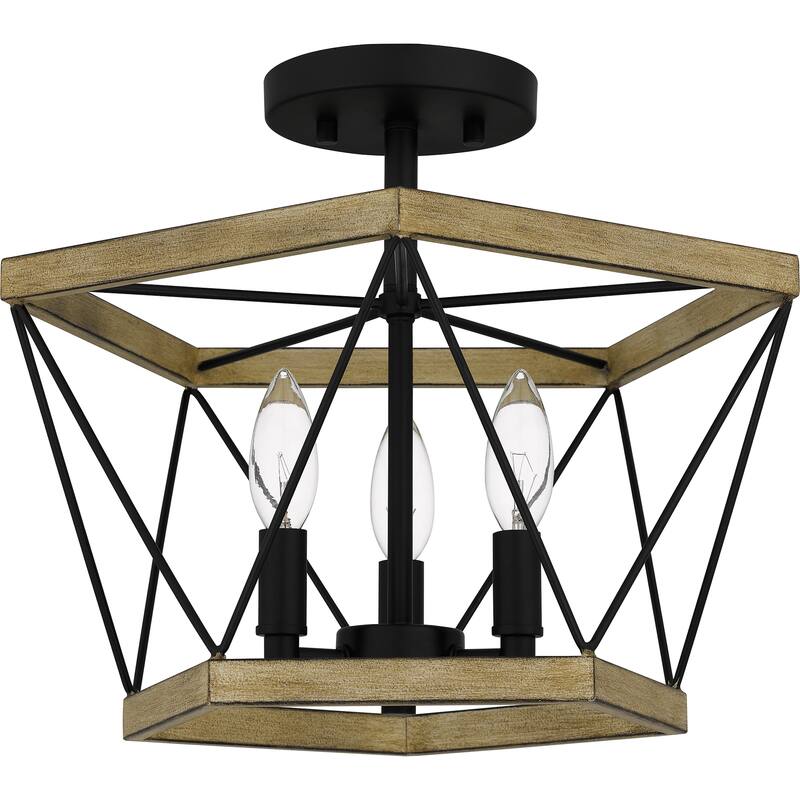 Wintergreen 3-Light Whitewashed Walnut Semi-Flush Mount - Whitewashed Walnut