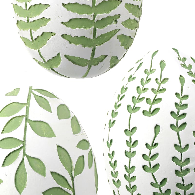 Resin Leaf Relief Egg 3.5" Set of 3