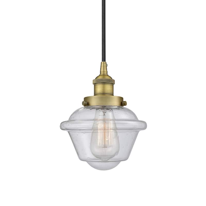 Innovations Lighting 616-1PH-10-8 Oxford Pendant Oxford 8" Wide Mini - Brushed Brass / Seedy