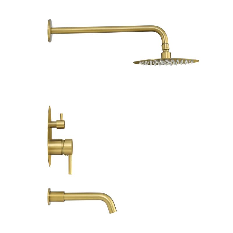 Ivy Single-Handle 1-Spray Tub And Shower Faucet In Brushed Gold (Valve Included) - 17.5" x 11.88" x 5.88"