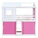 preview thumbnail 26 of 36, Impression & Beautiful Playhouse Twin Size Bunk Bed with Tent, Sturdy Construction & Unique Design, Spacious Space, Blue+White