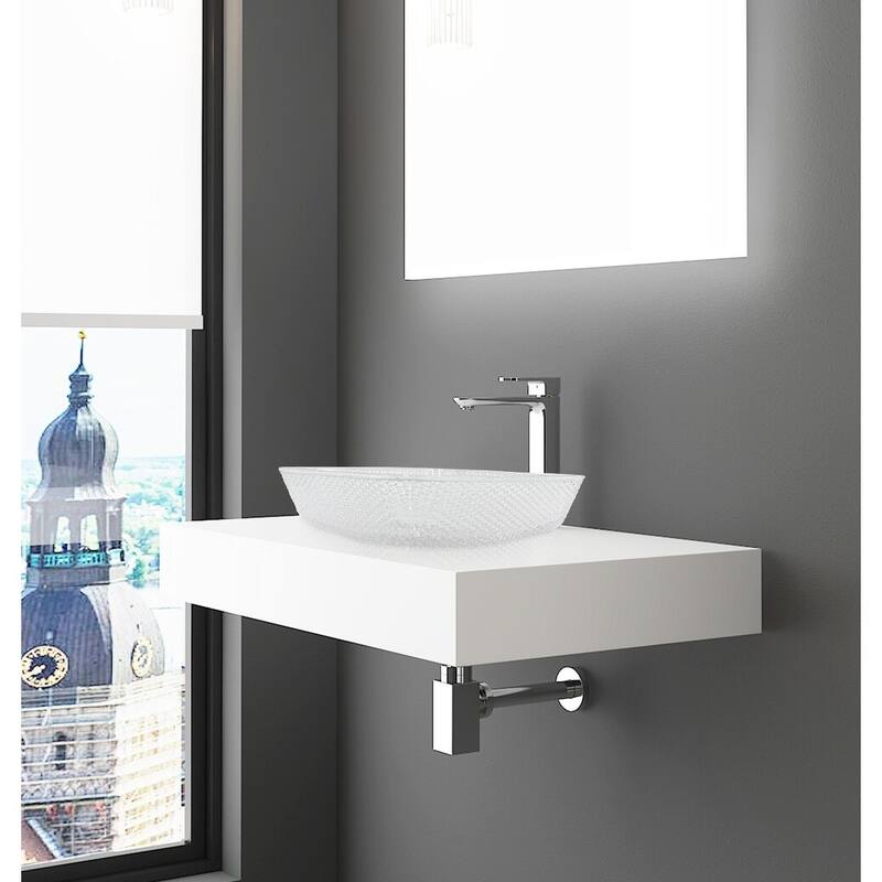 CastelloUSA Decorative 16" Crystal Rectangle Glass Sink - Clear