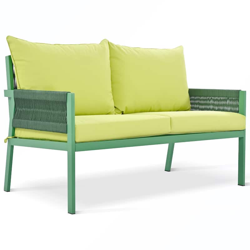 4PCS Rope Patio Sofa Set with Thick Cushion