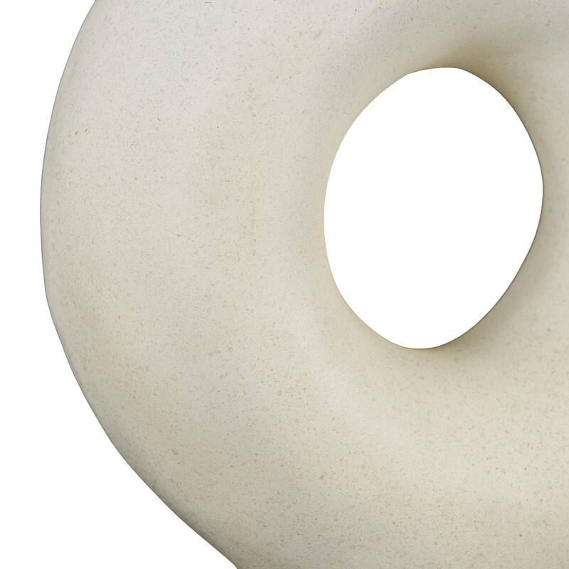 Resin Round Speckled Decorative Vase with Woven Inspired Arched Handles and Cutout Opening - Cream - Roche River Decor